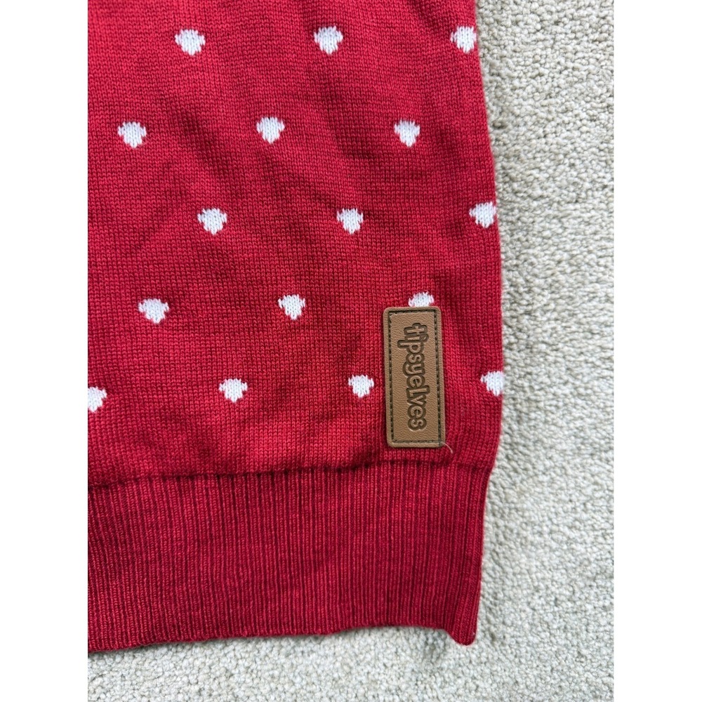 Tipsy Elves Happy Holidays Sweater Womens Medium Red White Gold Tassels Knit View 6